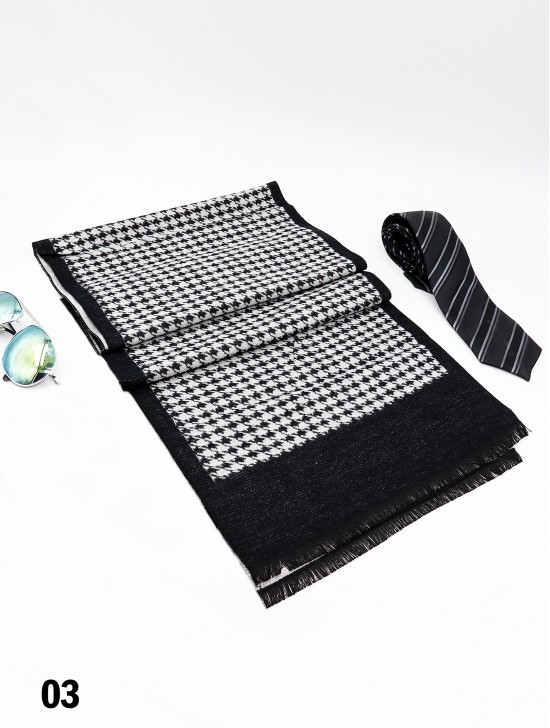 Unisex Reversible Houndstooth Print Scarf